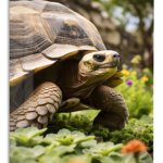 Tortoise in a Sunlit Garden metal wall art print