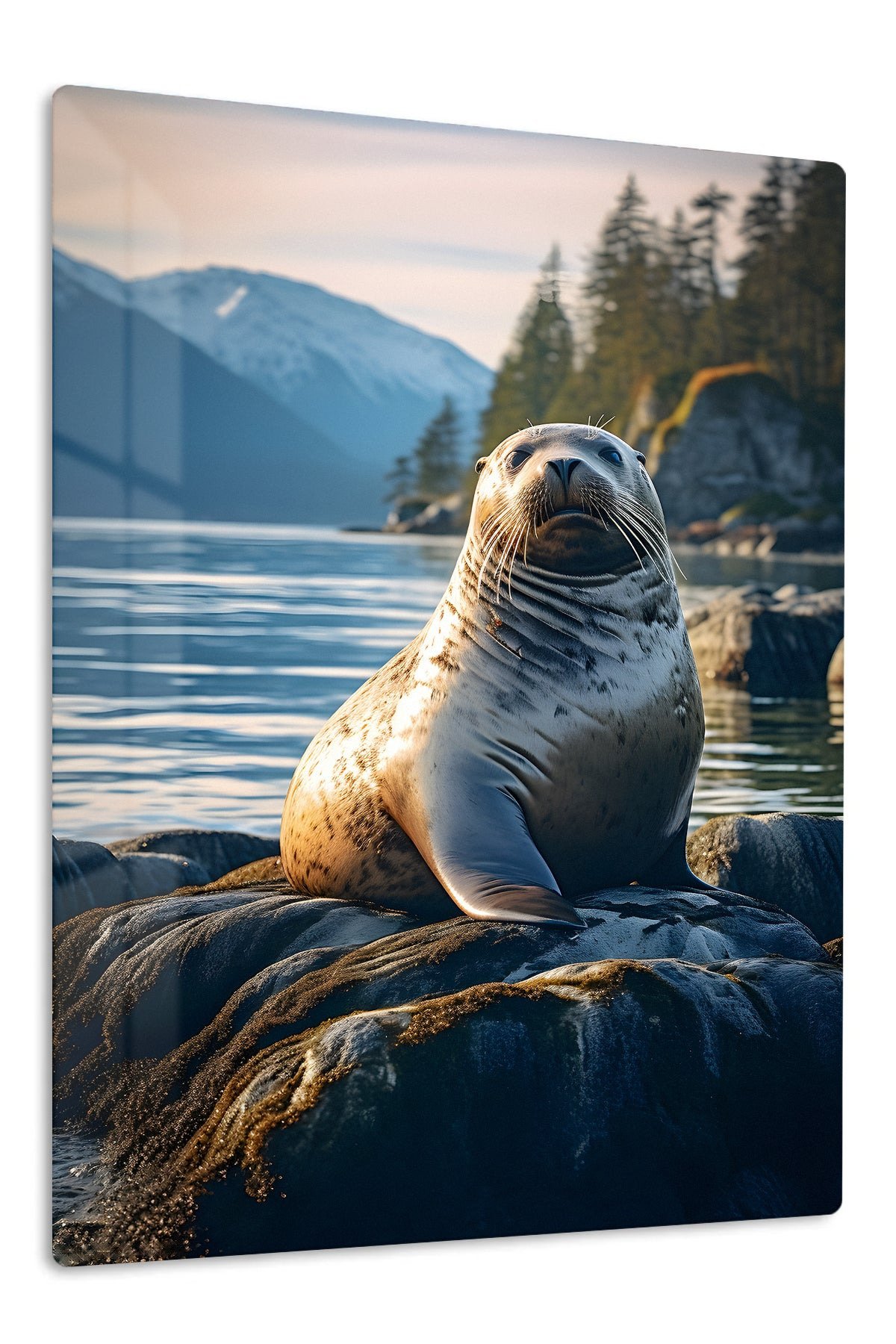 Sunlit Seal by Mountain Lake metal wall art print