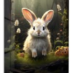 Sunlit Forest Bunny metal wall art print