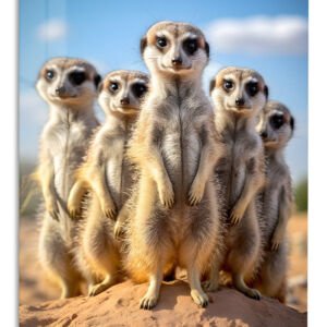 Curious Meerkat Family metal wall art print