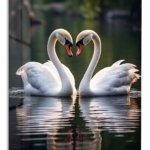 Swan Heart at Dusk metal wall art print