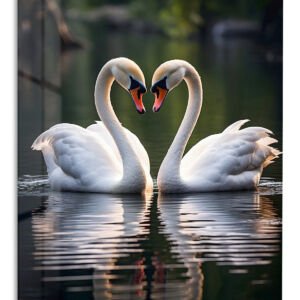 Swan Heart at Dusk metal wall art print