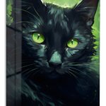 Emerald Eyes Black Cat metal wall art print