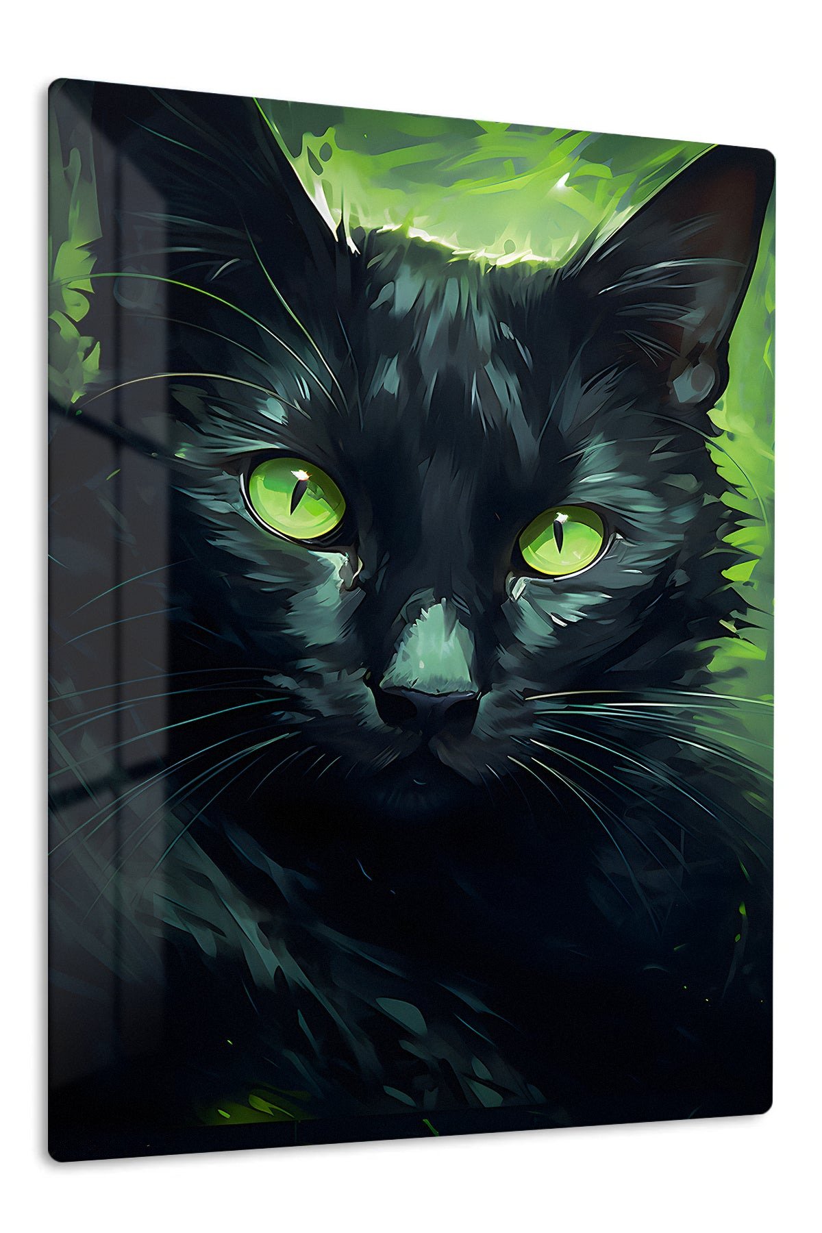 Emerald Eyes Black Cat metal wall art print