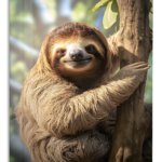 Sunlit Smiling Sloth metal wall art print