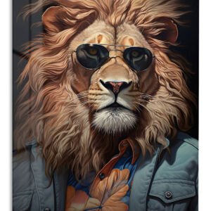 Cool Lion in Sunglasses metal wall art print