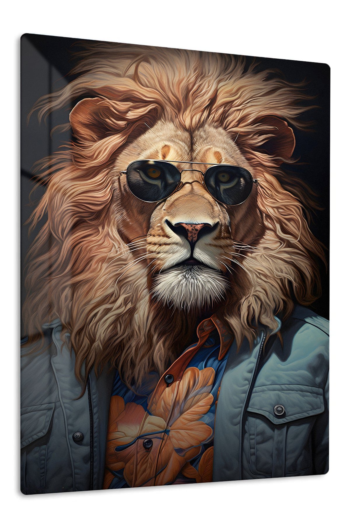 Cool Lion in Sunglasses metal wall art print