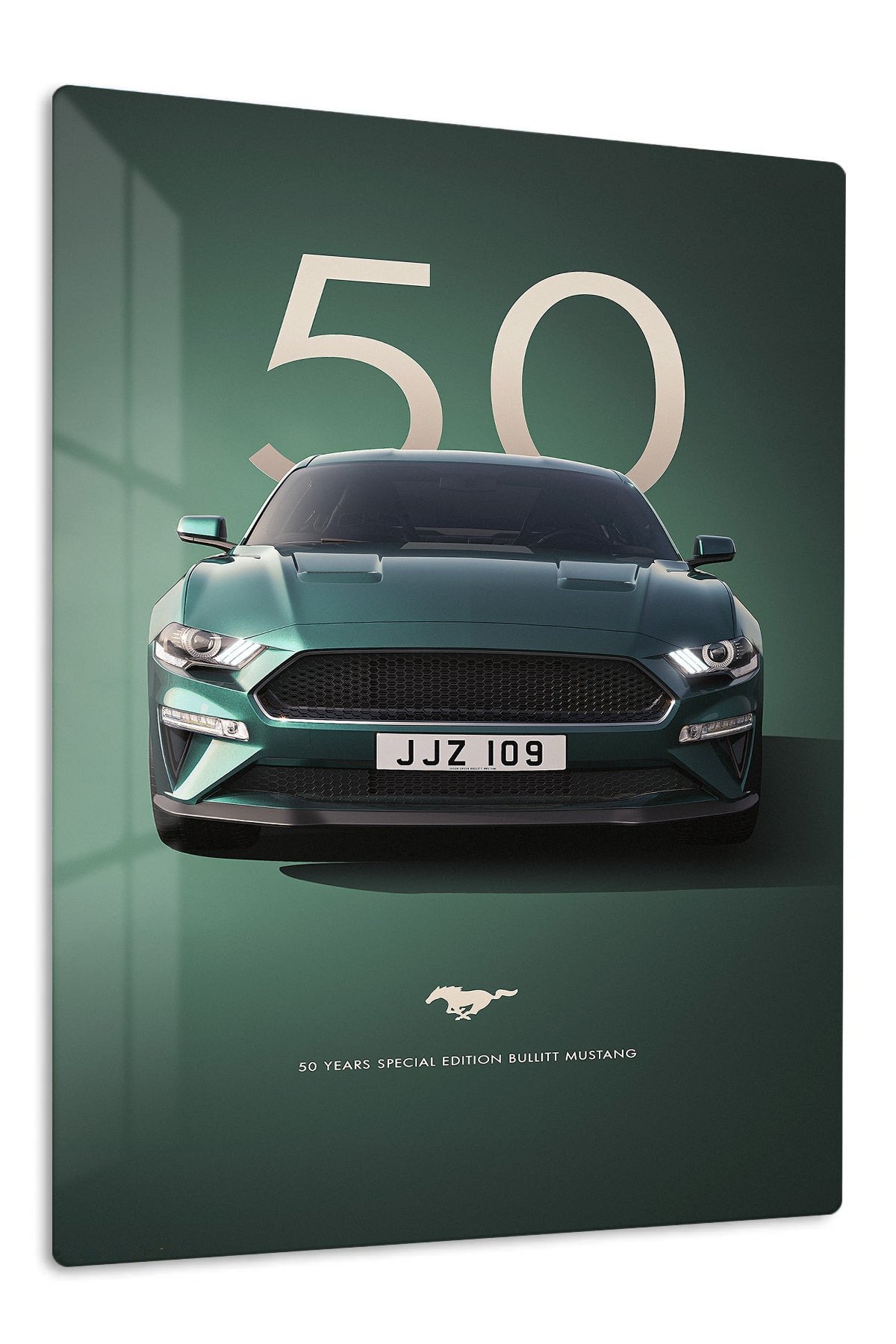 Green Mustang 50th Anniversary metal wall art print