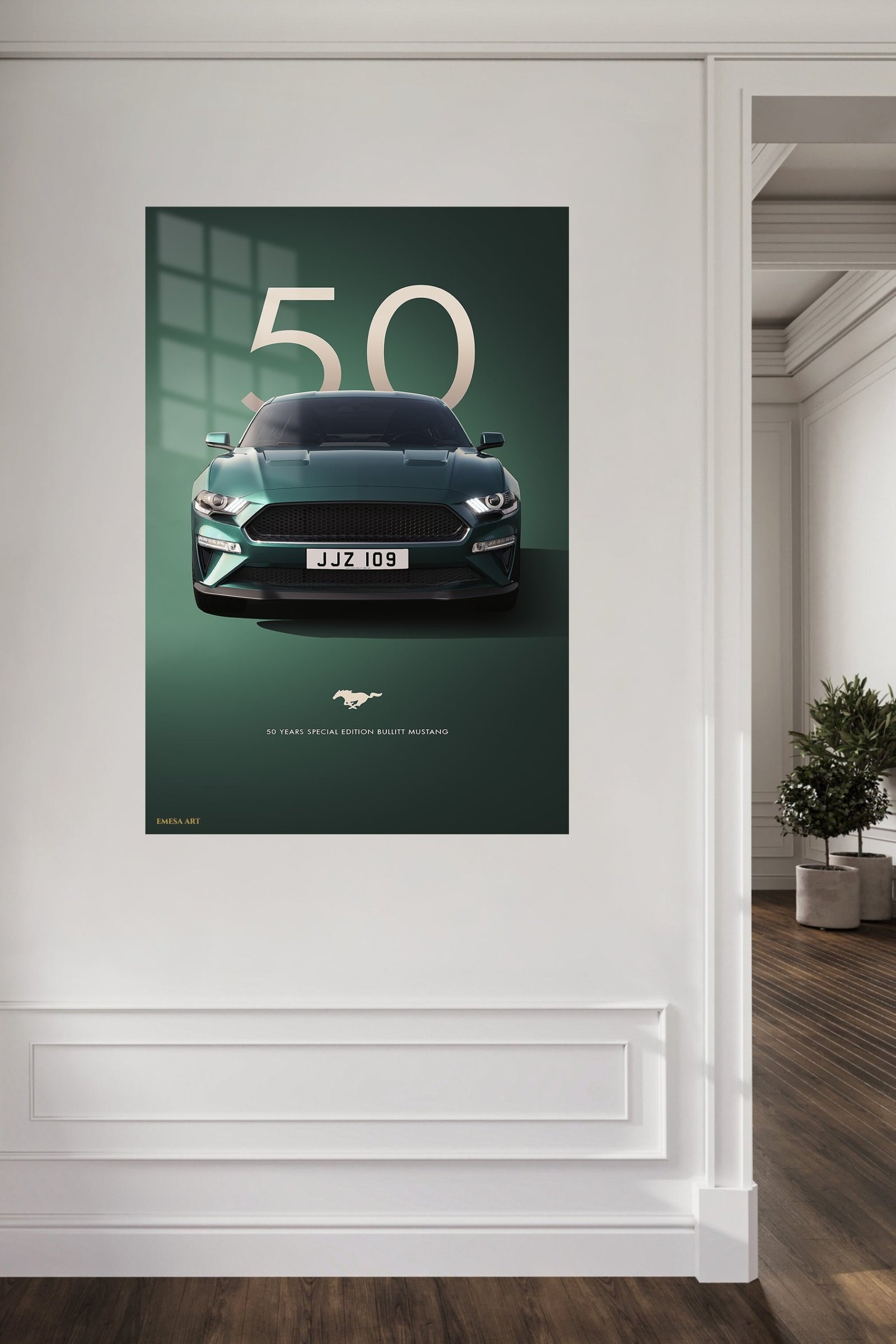 Green Mustang 50th Anniversary metal wall art print, view 5