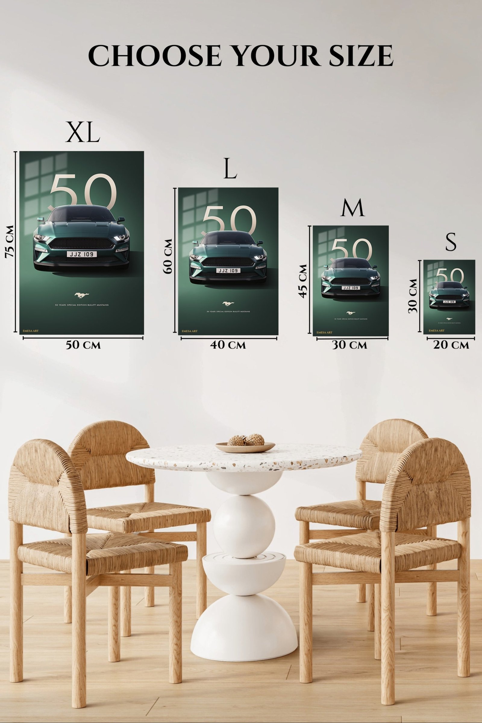 Green Mustang 50th Anniversary metal wall art print, view 6
