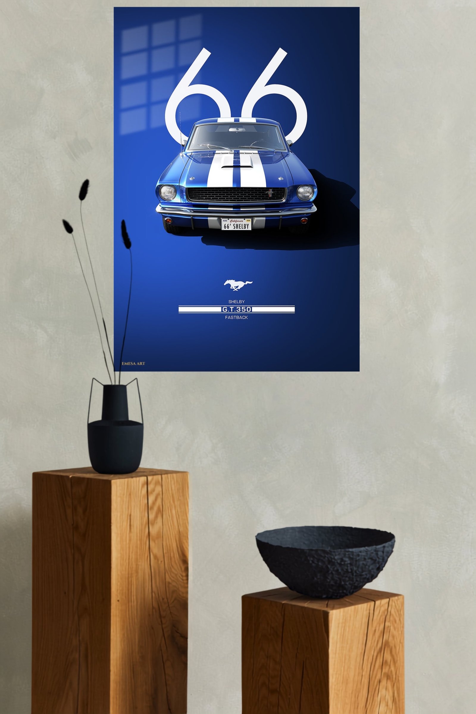 1966 Blue Shelby GT350 metal wall art print, view 4