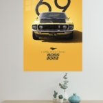 1969 Yellow Mustang Boss 302 metal wall art print, view 4