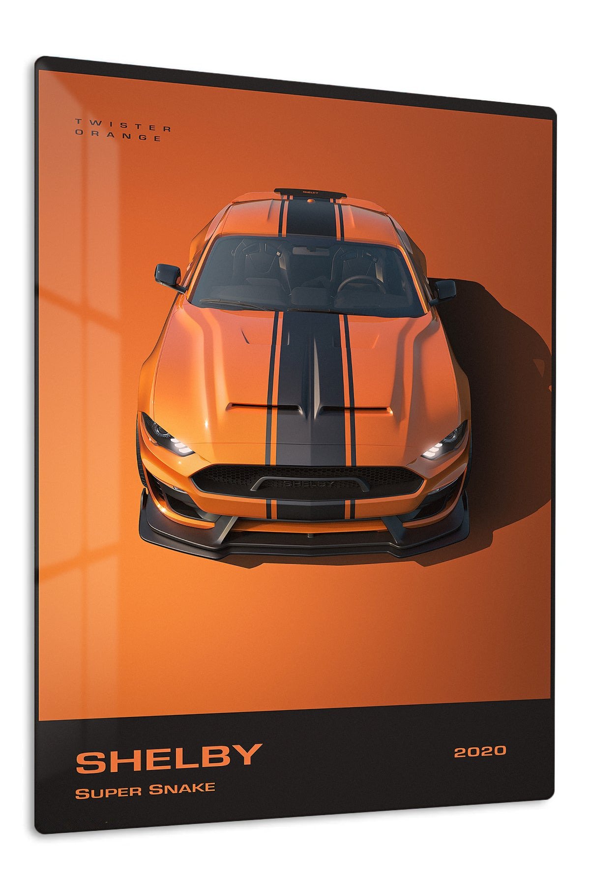 2020 Orange Shelby Super Snake metal wall art print