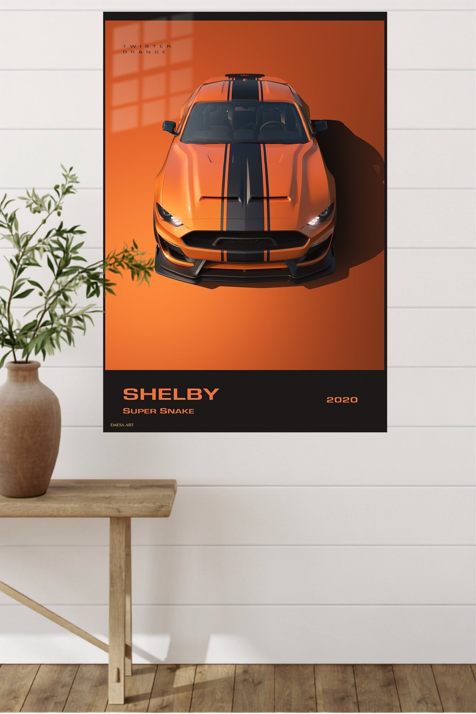 2020 Orange Shelby Super Snake metal wall art print, view 4
