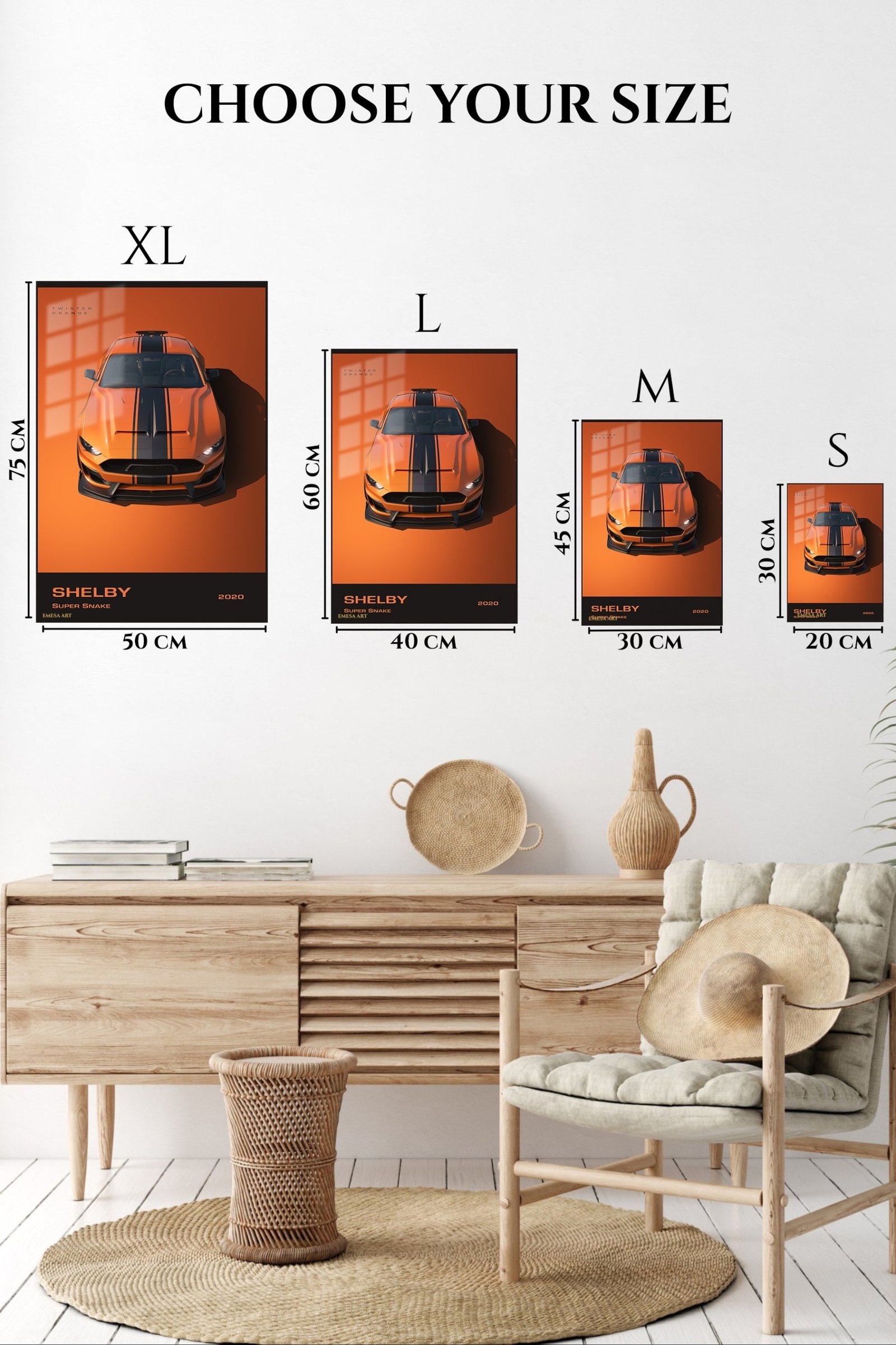 2020 Orange Shelby Super Snake metal wall art print, view 6