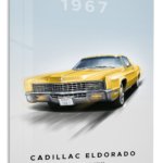 1967 Yellow Cadillac Eldorado metal wall art print