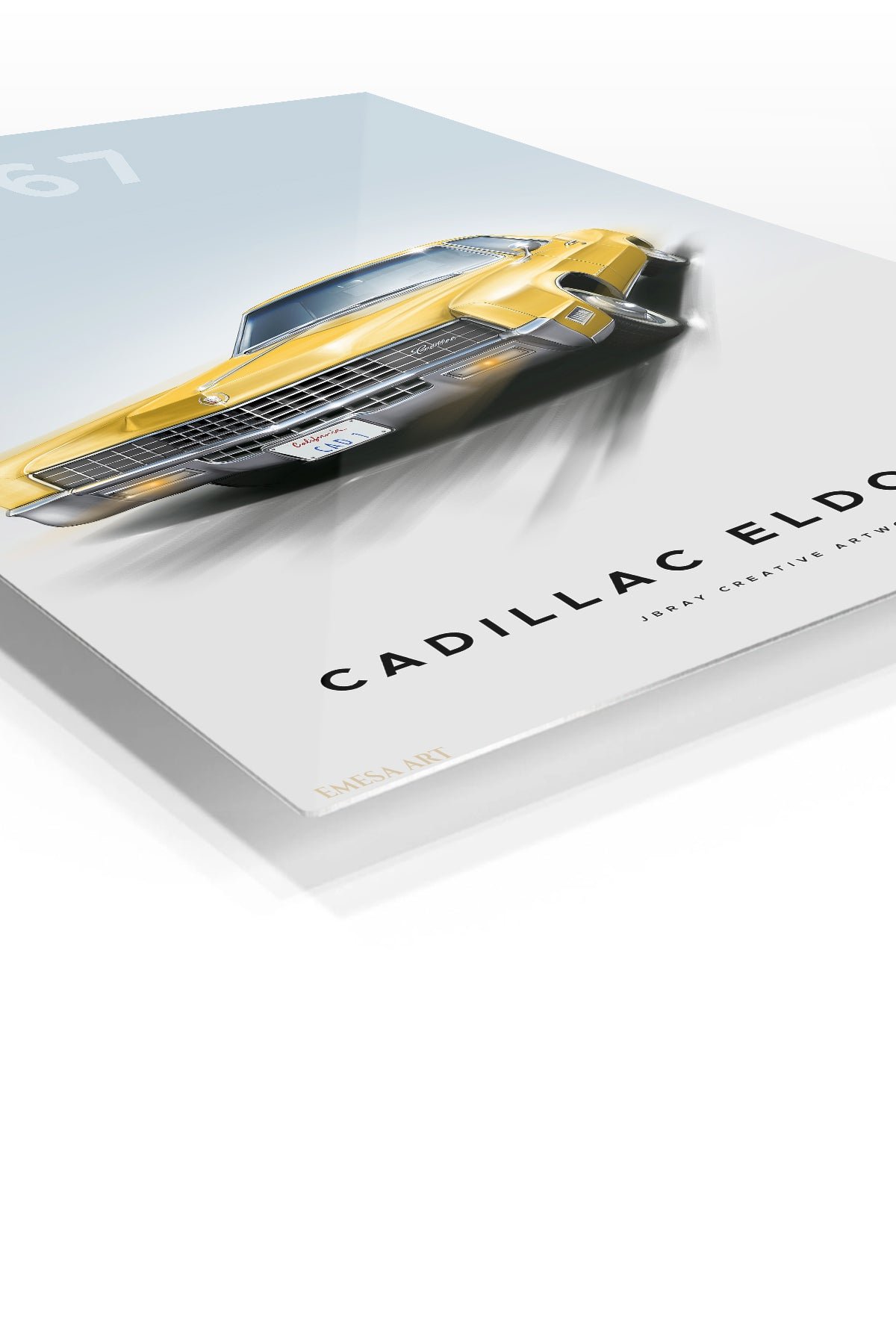 1967 Yellow Cadillac Eldorado metal wall art print, view 2