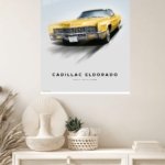 1967 Yellow Cadillac Eldorado metal wall art print, view 4