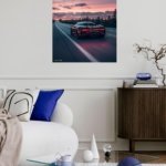 Neon Supercar Sunset Drive metal wall art print, view 5