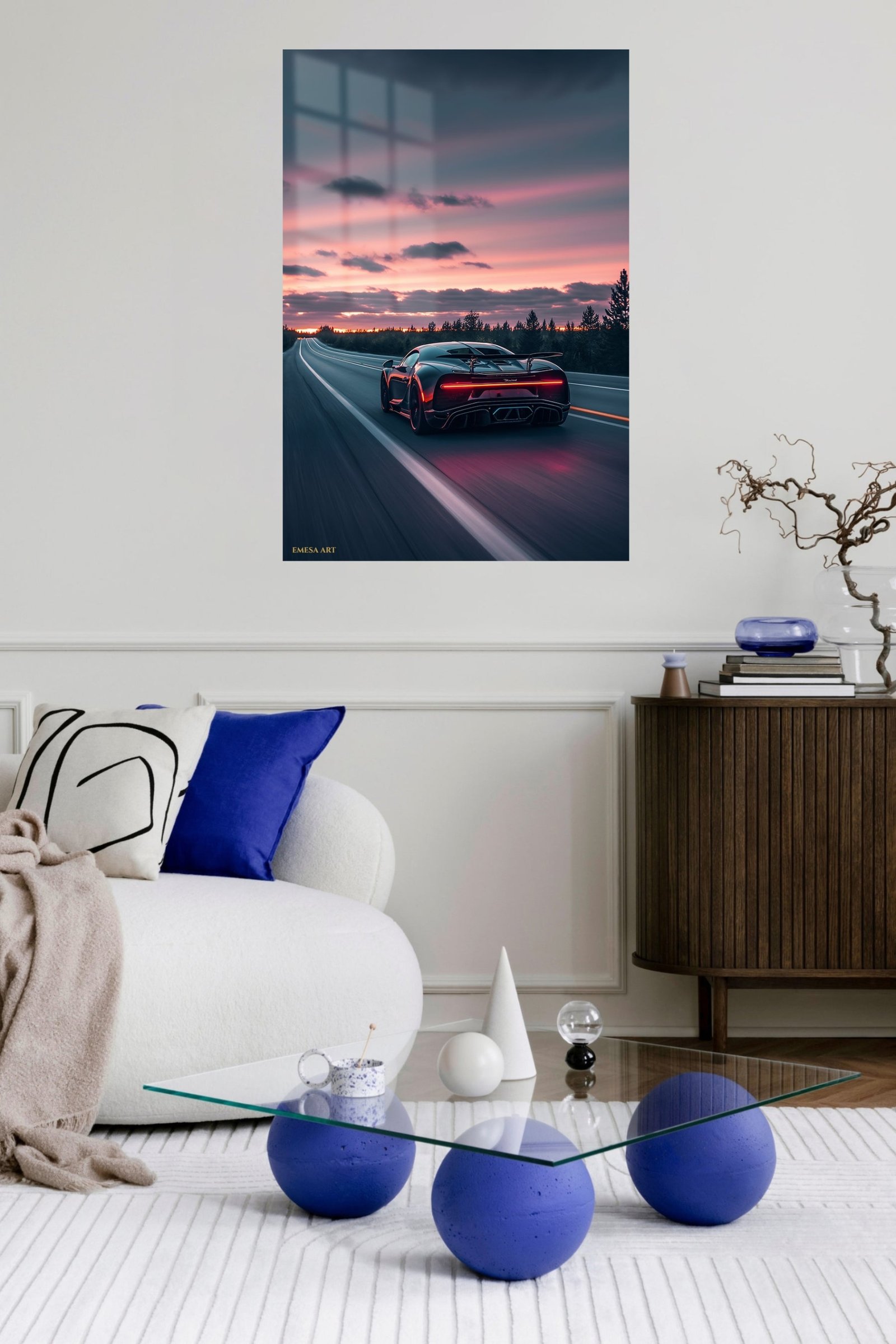 Neon Supercar Sunset Drive metal wall art print, view 5