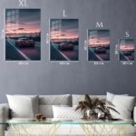 Neon Supercar Sunset Drive metal wall art print, view 6