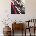 Red White Stock Car Splash metal wall art print, view 5