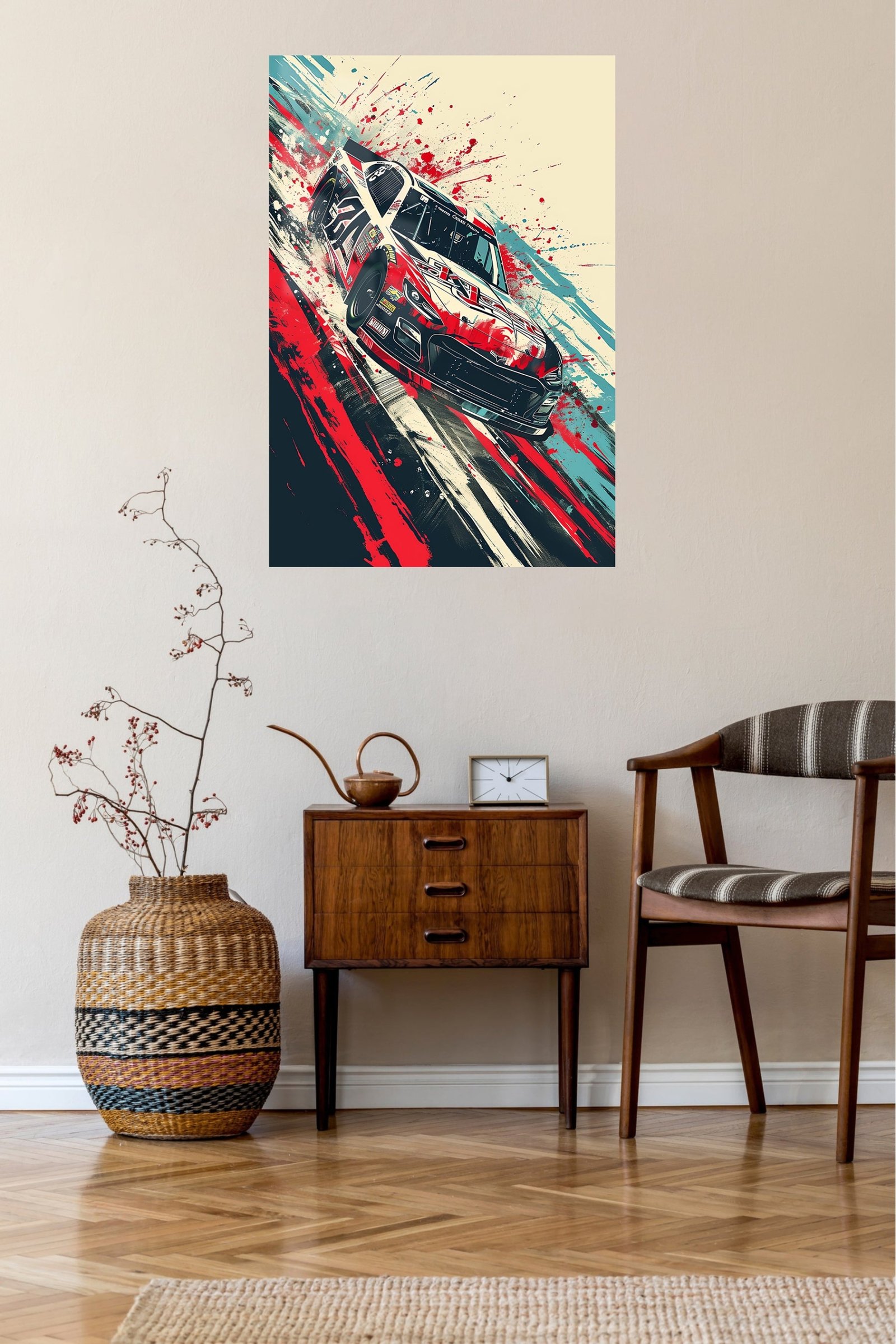 Red White Stock Car Splash metal wall art print, view 5