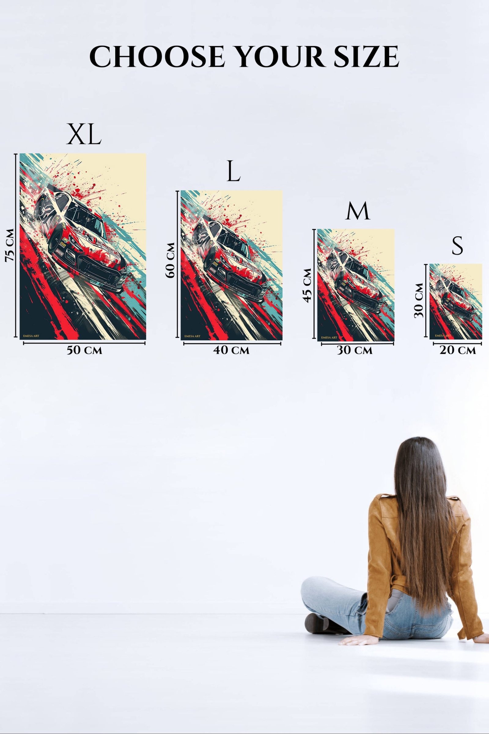 Red White Stock Car Splash metal wall art print, view 6