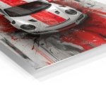 Red Stripe Sports Car Top View metal wall art print, view 2
