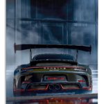 Black Porsche GT3 RS Rear View metal wall art print