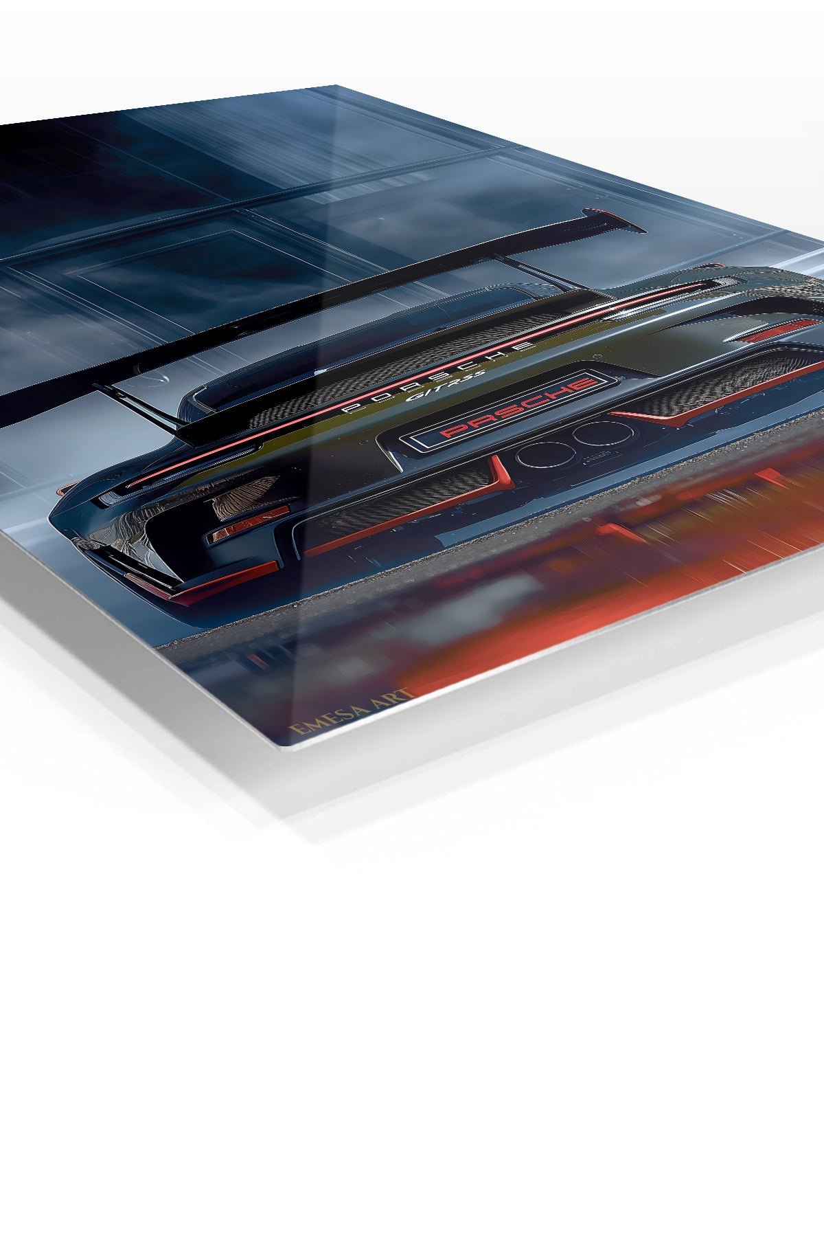 Black Porsche GT3 RS Rear View metal wall art print, view 2