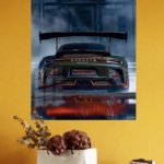 Black Porsche GT3 RS Rear View metal wall art print, view 4