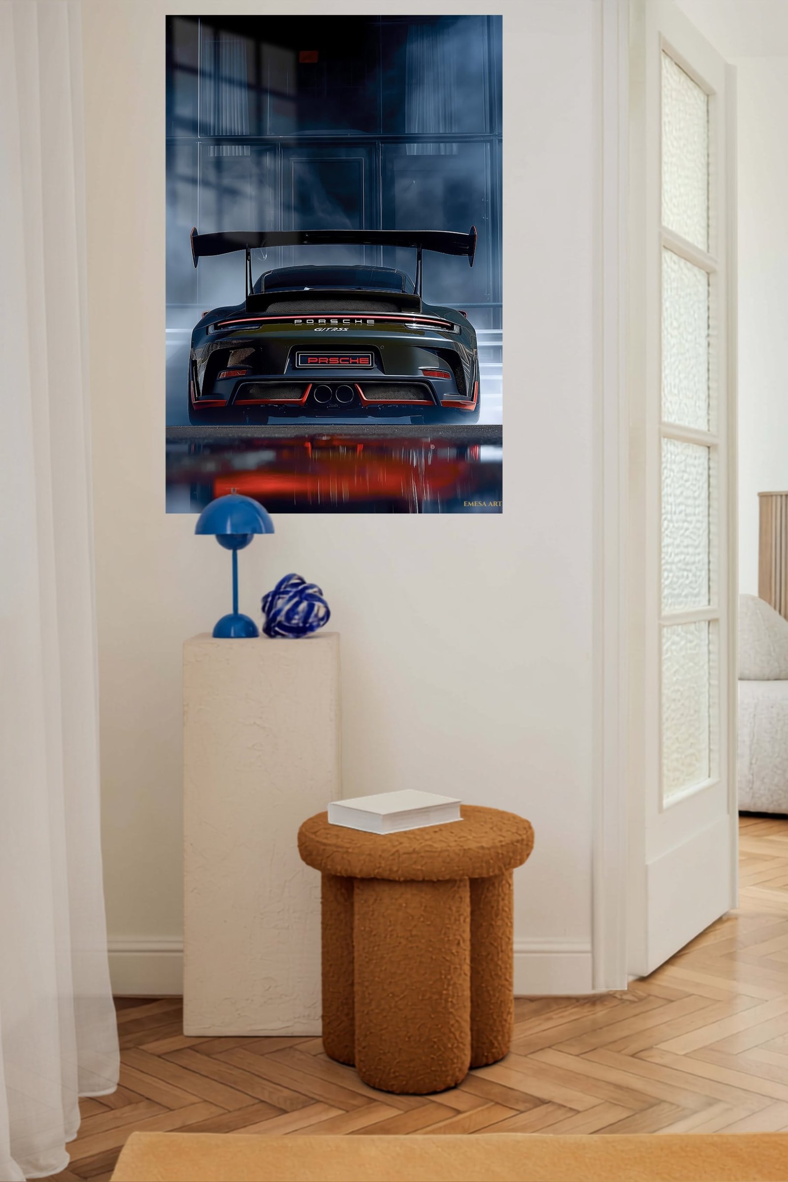 Black Porsche GT3 RS Rear View metal wall art print, view 5