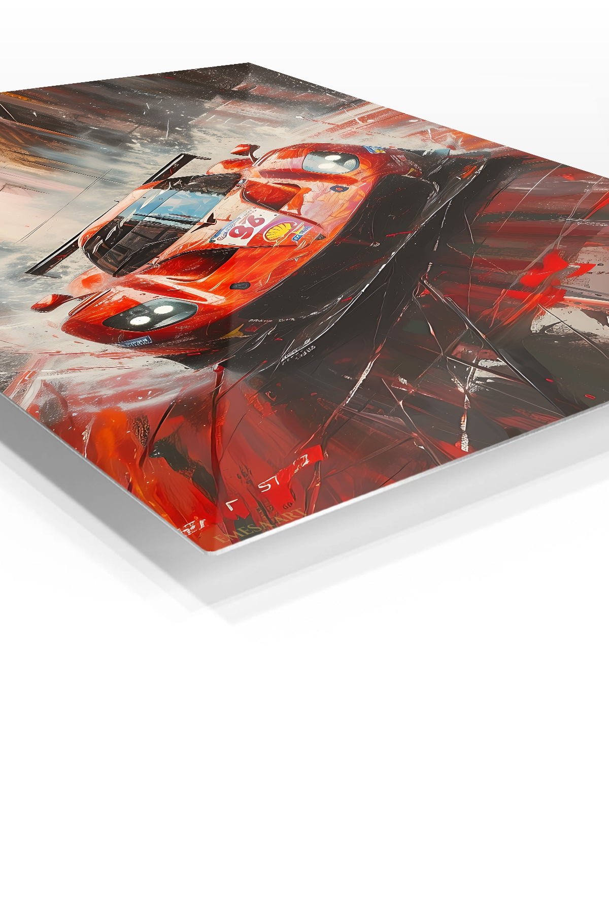Red Endurance Race Car Motion metal wall art print, view 2