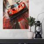 Red Endurance Race Car Motion metal wall art print, view 4