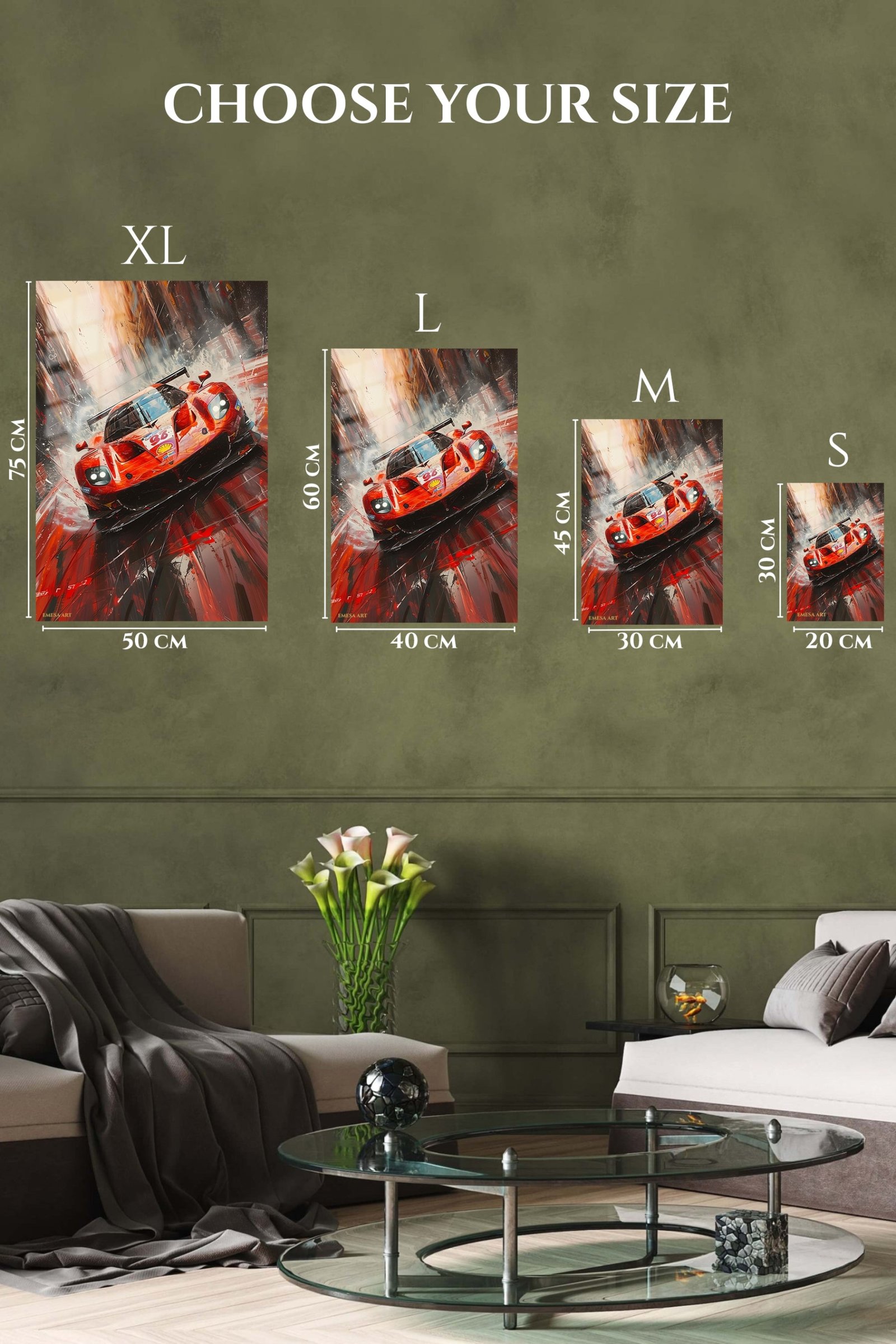 Red Endurance Race Car Motion metal wall art print, view 6