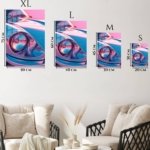 Neon Classic Sports Car Headlight metal wall art print, view 6
