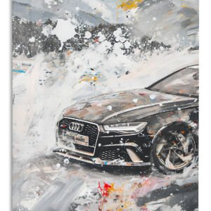 Silver Performance Car Abstract metal wall art print