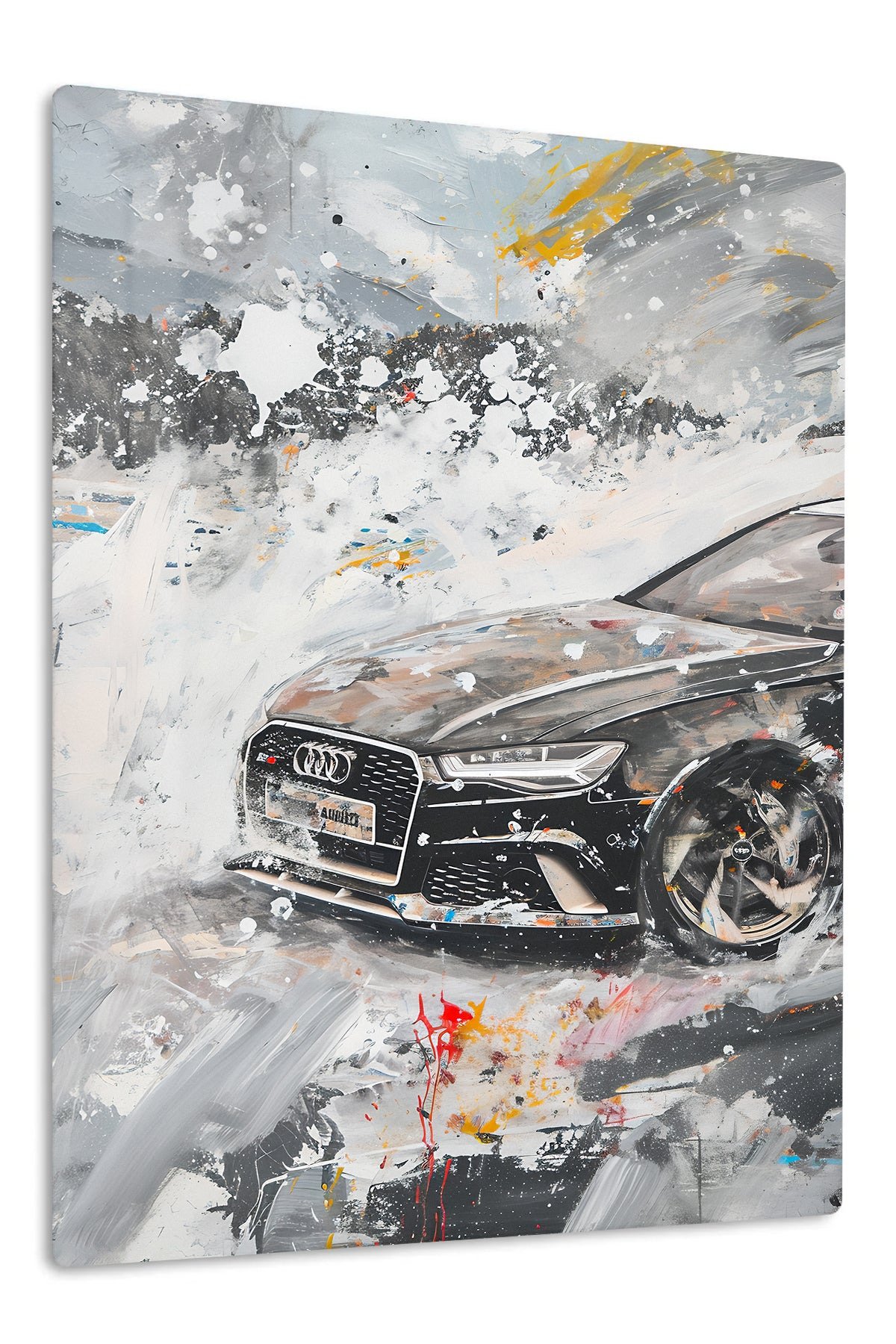 Silver Performance Car Abstract metal wall art print