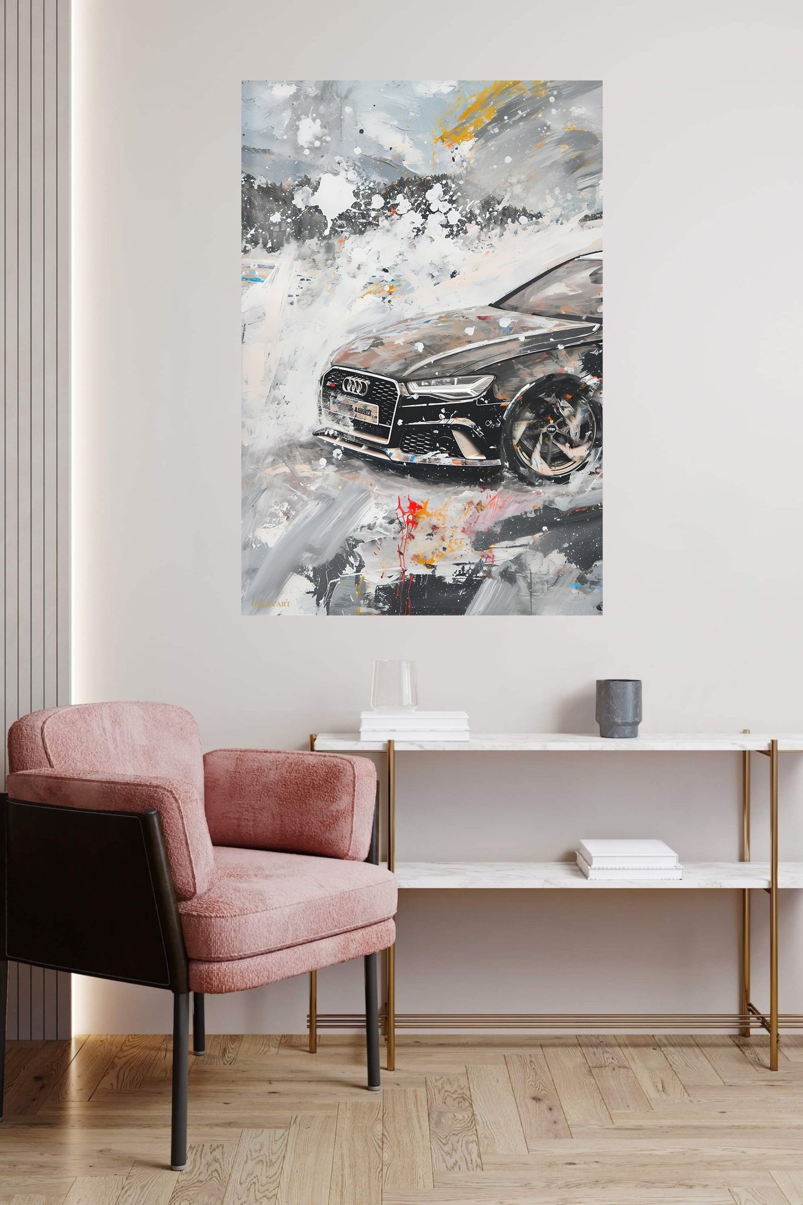 Silver Performance Car Abstract metal wall art print, view 5