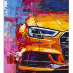 Orange Performance Coupe Pop Art metal wall art print