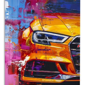 Orange Performance Coupe Pop Art metal wall art print