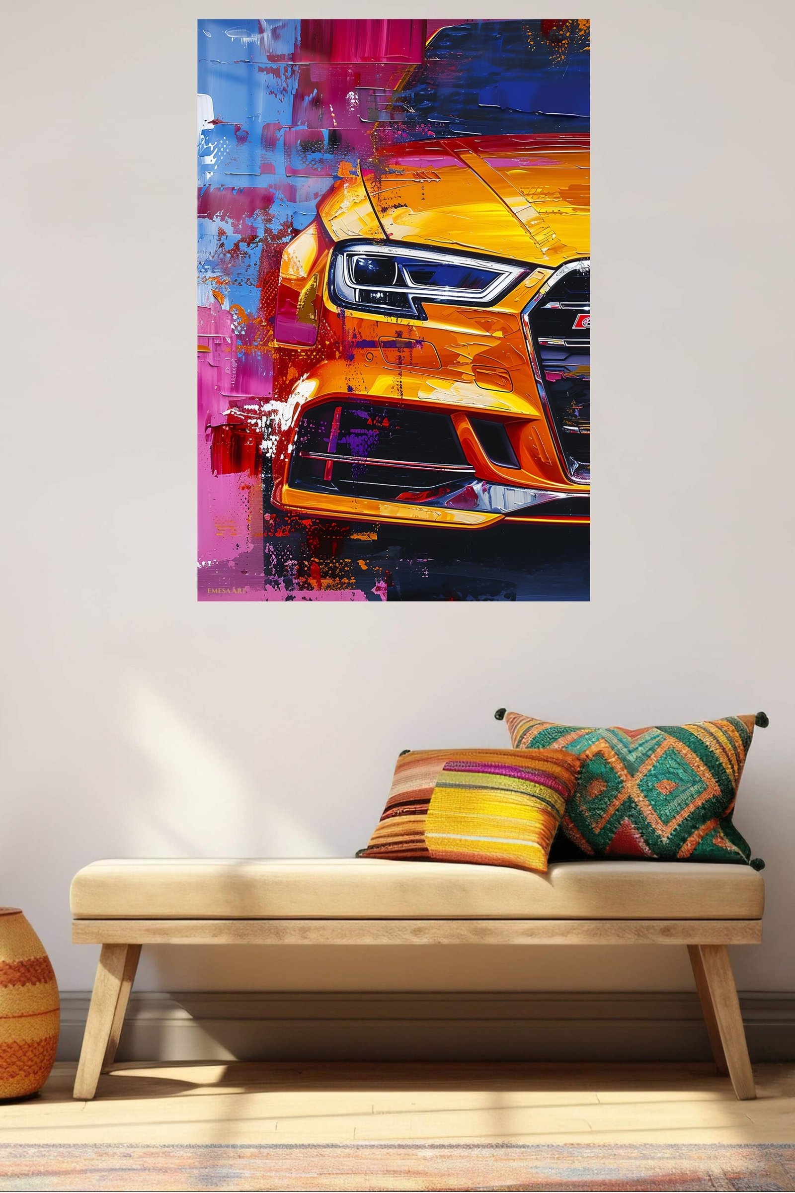 Orange Performance Coupe Pop Art metal wall art print, view 5