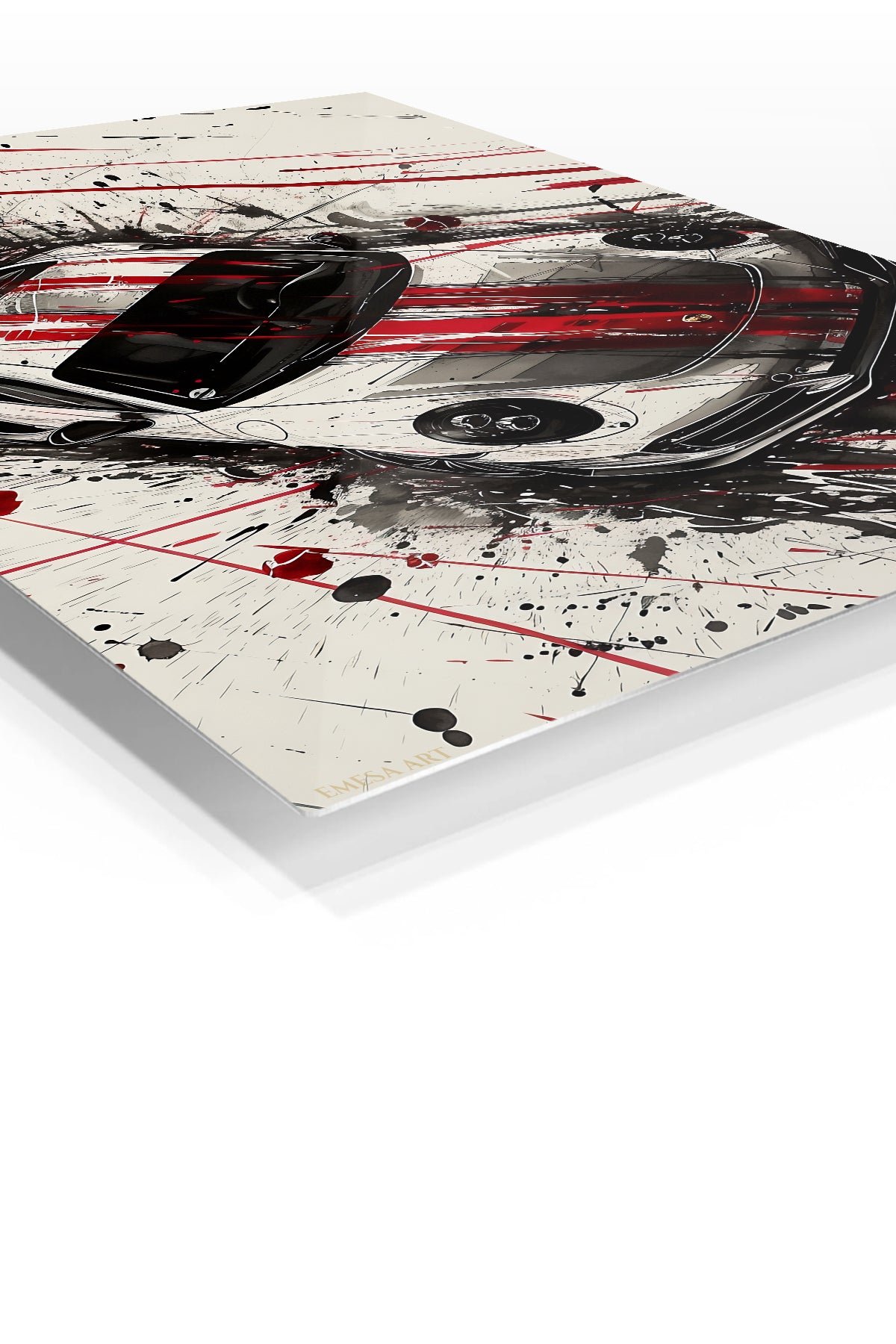 Black Red Sports Car Splash metal wall art print, view 2