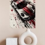 Black Red Sports Car Splash metal wall art print, view 4