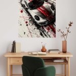Black Red Sports Car Splash metal wall art print, view 5