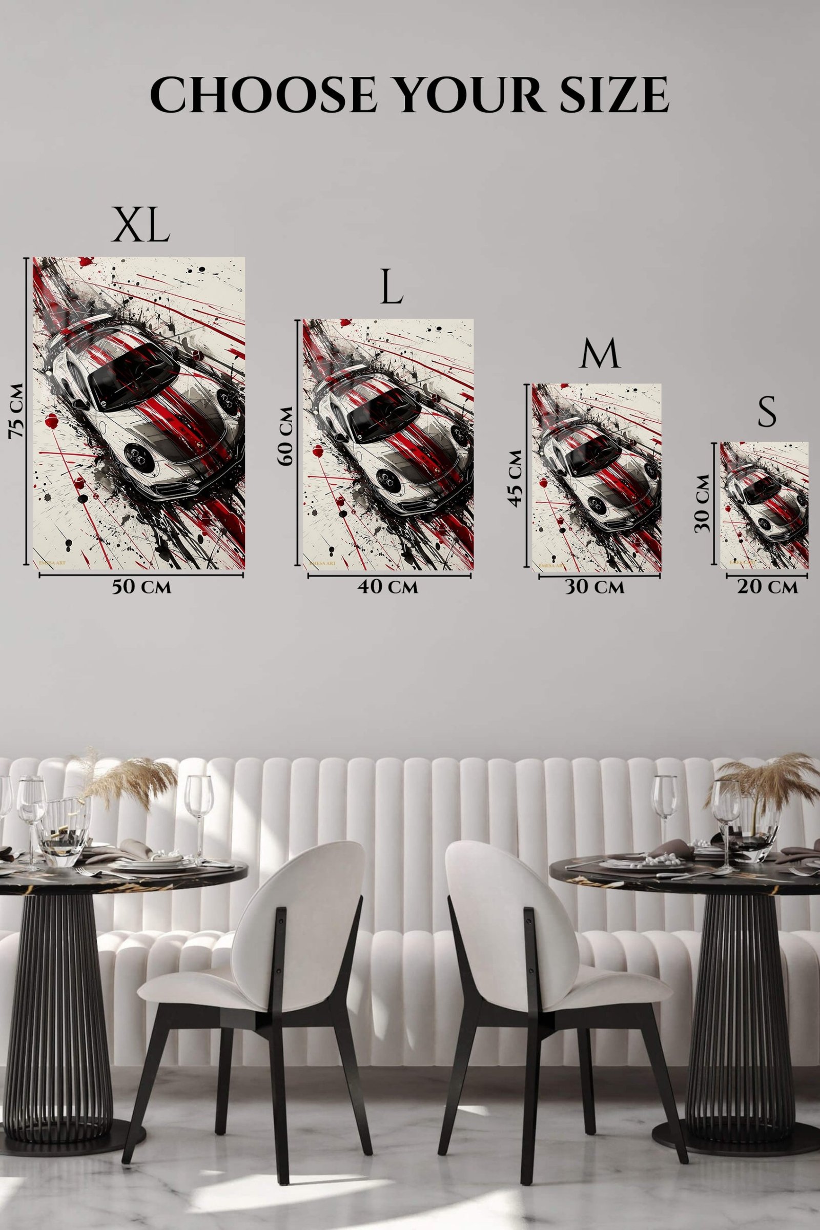 Black Red Sports Car Splash metal wall art print, view 6