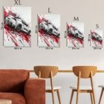 White Rally Hatchback Motion metal wall art print, view 6