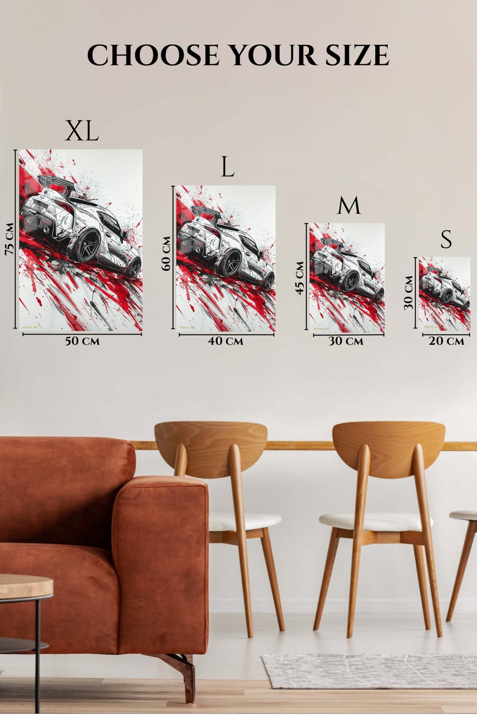 White Rally Hatchback Motion metal wall art print, view 6