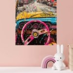Pop Art Sports Car City Drive metal wall art print, view 4